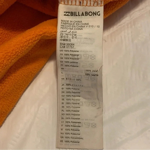 Billabong Adventure Pullover Fleece Sweater Jacket Blue Orange Color block M - Picture 8 of 9